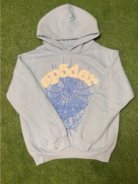 Light Blue Sp5der Graphic Hoodie